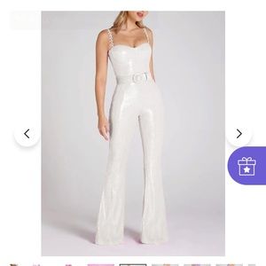 White Sparkly Bridal Bachelorette Jumpsuit